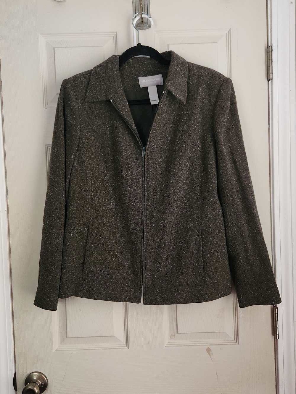 Liz Claiborne Green Zip Blazer Jacket
